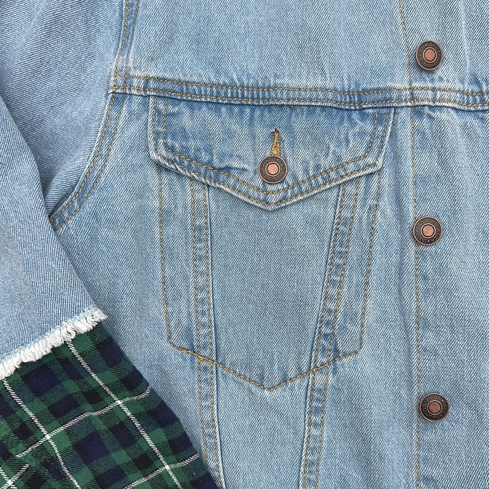 Princess Polly Blue Jean Plaid Jacket - Picture 3 of 6